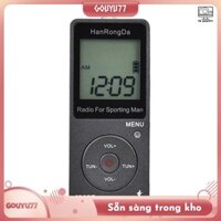 [Gouyu77] Màn hình LED vô tuyến Mini AM FM Radio di động với tai nghe máy đếm bước chân Điều chỉnh kỹ thuật số Đài phát thanh thể thao