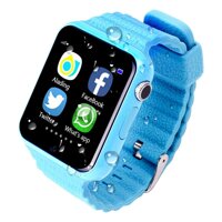 GPS V7K Smart Watch Kids Waterproof with Camera facebook SOS Call Location DevicerTracker Anti-Lost Monitor PK Q90 Q50 DS18-Blue