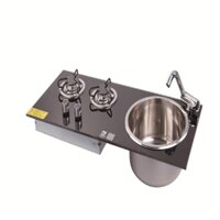 GR-B216B Bếp gas đôi kết hợp bồn rửa cho du thuyền, cắm trại/ Gas stove conbine SS sink for RV Yacht Caravan motorhome