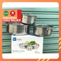 (Grab/Now) BỘ 3 NỒI HT COOK INOX 430 CAO CẤP (HT-06DN)