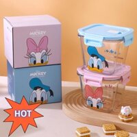 Graby2023 [Giá Đặc Biệt] Hộp Đựng Cơm Trưa Trái Cây Tươi Mát Bằng Thủy Tinh Chính Hãng Disney Có Nắp Đậy Kín Lò Vi Sóng Cấp Thực Phẩm Bán Chạy [Awesome CP]