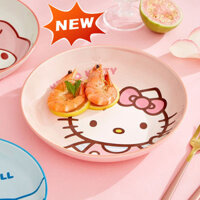 Graby2024 Sanrio Hello Kitty Bát Đĩa Gốm Đĩa Đĩa Cơm Bát Hương Vị Đĩa Đũa Bộ Thìa Thời Trang Hộ Gia Đình Đĩa Đĩa Đĩa Đĩa Gốm Dễ Thương Kết Hợp Món Quà Bộ Đồ Ăn Gốm Bán Chạy Awes