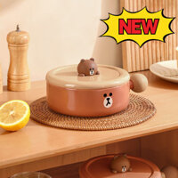 Graby2024line Friends Gấu Nâu Bát Gốm Tay Cầm Bát Lò Nướng Gia Đình Bát Mì Ăn Liền Bát Salad Trái Cây Dễ Thương Bộ Đồ Ăn Hoạt Hình Bát Gốm Bán Chạy Hàng Mới Về [Giá Trị CP Tuyệt Vời]