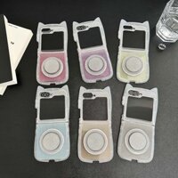 Gradient Long Lanh Tai Mèo Từ Tính Gấp Ốp Lưng Điện Thoại Samsung Z Flip 3 4 5 6 Thời Trang Hút Chân Đế Bảo Vệ