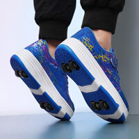 Gran Runaway Giày Hai Hàng Con Lăn Trượt Băng Thiếu Niên Bé Trai Biến Dạng Bánh Xe Giày Bốn Gót Trẻ Em Thoáng Khí Giày Trượt