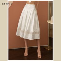 Graphé - GISELLE blue plaid midi skirt - Chân váy xoè kẻ sọc caro