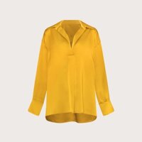 Graphé - QUINCY gold shirt / Áo sơ mi lụa thiết kế tay dài oversize vàng