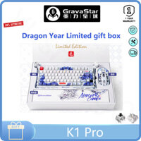 Gravastar K1 Pro Xanh Trắng Sứ Rồng Năm Giới Hạn Hộp Quà Tặng Bàn Phím Cơ Nhôm Tùy Chỉnh Chuột Chơi Game Không Dây