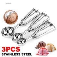 【GRCEKRIN】3 X Steel Ice Cream Scoop Spoons Melon Baller Cookie Mash Muffin Spoons Durable