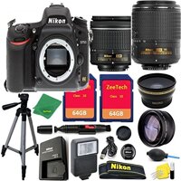 Great Value Holiday Bundle for D750 with 18-55 AFP + 55-200 VRII + Tripod + 2pcs 64GB Memory Cards + Wide Angle + Telephoto + Reader + Lens Pen + F...