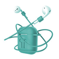Green - Bao case silicon cho Apple Airpods 1  2 hiệu Rock Carying Case Đính kèm dây nối chống mất - Hàng nhập khẩu - Green