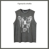 GREYCIE Áo tanktop unisex in hình bướm áo ba lỗ form rộng cotton cá tính S36A1