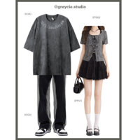 GREYCIE Set đồ đôi đồ couple áo phông quần jeans unisex set áo thun chân váy xòe sang chảnh S75 S13A1 S0Q11 S75A2 S75V2