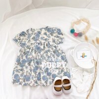 (GRH335) (5-12kg) Váy hoa xanh dành cho em bé gái (Puppy Kids) vải thô mềm, hè mát.