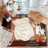 (GRH744) (5-12kg) Áo liền quần dành cho em bé (Puppy Kids) Romper hoa, vải xô muslin, hè mát.