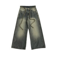 GRIND LOOSE PLEAT JEANS - Quần jeans ống siêu rộng dây thừng 1345