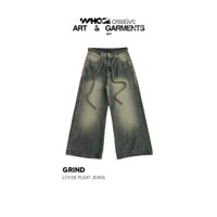 GRIND LOOSE PLEAT JEANS - Quần jeans ống siêu rộng dây thừng 1345