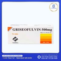 Griseofulvin Mekophar 500mg trị nấm da, tóc và móng (2 vỉ x 10 viên)