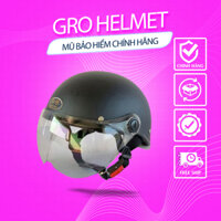 GRO Mũ bảo hiểm nửa đầu có kính ELY , nón bảo hiểm chính hãng haly GRO có kính ngắn, size 54-58cm