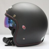 GRS A388K Đen Nhám-Nón 3/4 đẹp có kính đen chống nắng âm bên trong, an toàn đi xa