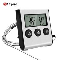 Gryno Nhiệt kế thực phẩm kỹ thuật số có đầu dò để nấu thịt nhà bếp, hẹn giờ nướng BBQ có đồng hồ đo nhiệt