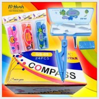 [GS05] HỘP 24 Cây Compa / Compass Bút Chì Bấm Kèm Ống Chì Bấm và Gôm G-Star GS-05 / GS 05 Thân Kim Loại Không Gỉ