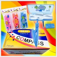 [GS05] HỘP 24 Cây Compa / Compass Bút Chì Bấm Kèm Ống Chì Bấm và Gôm G-Star GS-05 / GS 05 Thân Kim Loại Không Gỉ