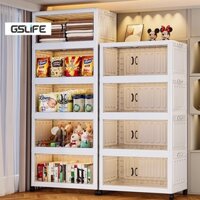 GSlife 3/4/5 Tầng Tủ Nhựa Đựng Đa Năng Gấp Gọn Tiện Lợi-Kệ Bếp Tủ Để Đồ Có Bánh Xe Xoay 360 Độ