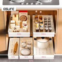 Gslife Kệ Để Đồ Tủ Bếp Nhựa Có Ray Trượt-Kệ Đựng Gia Vị Nhà Bếp Đa Năng