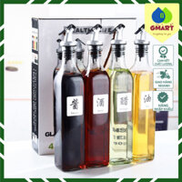 GSmart - Bộ 4 chai thủy tinh đựng gia vị nhà bếp Set 500ml Glass Olive Oil Vinegar Dispenser Pourer Bottle