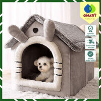 GSmart - Nhà thú cưng có mái che vải cotton siêu êm, có thể tháo rời giặt, ổ thú cưng dễ thương