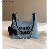 Guangluo Phong Cách Hàn Quốc Denim Girl Túi Xách Nữ Đi Lại Denim Đeo Vai Thường Ngày Túi