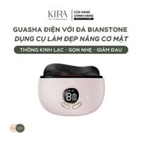 Guasha điện với đá Bianstone dụng cụ làm đẹp nâng cơ mặt, cạo gió, đả thông kinh lạc vai và cổ, chế độ EMS và làm nóng tăng cường hiệu quả