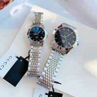 Gucci G-Timeless |Cặp Đôi |Mặt Màu Đen |Dây Kim Loại Silver |Size 38x28mm
