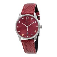 Gucci G-Timeless Mặt Tròn Khảm Trai Dây Da YA126584