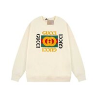 Gucci Hợp Thời Trang Bán Chạy Cổ Điển Cổ Tròn Rời Thoải Mái Phù Hợp Với Áo Cặp Đôi Màu Đen Trắng Thường Ngày