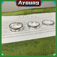 Gucci Love Fearless Ring Sterling Silver 925 Nam Nữ Retro Hợp Thời Trang Punk Quà Tặng [3MM Size 10-24] [5MM 9MM 12-24] LN7O