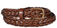 Gucci Women's Braided Leather Belt with Gold Buckle 380607 2535 Brown (32-36 in/80-99 cm) (36/90)