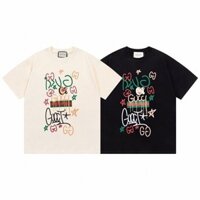 Gucci1349 Tay Ngắn Hợp Thời Trang In Chữ Áo Thun Rời Mùa Hè Cổ Tròn Phong Cách Mới Nam Nữ Áo Thun