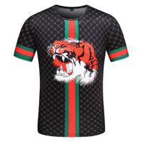 Gucci1349 Tay Ngắn Nam Cổ Tròn Cotton Nguyên Chất Họa Tiết Hổ In Hình Áo Thun Nam Thoáng Khí Comfor