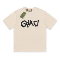 Gucci2560 Áo Thun Cổ Tròn Rời In Chữ Họa Tiết Thêu Tay Ngắn Nam Nữ Cặp Đôi Cùng Phong Cách Áo Thun