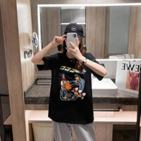 Gucci2563 Áo Thun Nam Cotton Nguyên Chất Trắng Tay Ngắn Nữ Áo Thun Rời Cặp Đôi Áo Thun