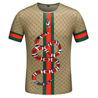 Gucci2563 Áo thun nam tay ngắn in họa tiết rắn cao cấp Slim-Fit Áo sơ mi đáy