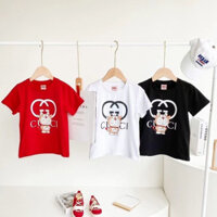 Gucci2563 Áo Thun Trẻ Em Thường Ngày Bé Trai Bé Gái Trẻ Em Tay Ngắn Thời Trang Hàng Đầu Dạo Phố Đáy Áo Sơ Mi