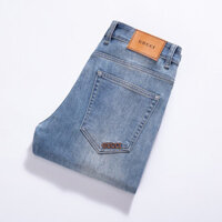 Gucci2563 Quần Jean Nam Màu Nhẹ Mười Ngàn Kim Thêu Co Giãn Quần Jean Cao Cấp Quần Nam