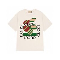 Gucci2609 Casual Mùa Hè Tay Ngắn Cotton Nguyên Chất Nam Nữ Cổ Tròn Áo Thun Cặp Đôi