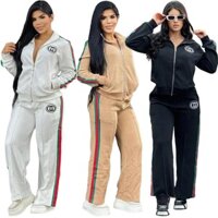 Gucci3162 Phong Cách Mới Thêu Thường Ngày Dập Nổi Dài Tay Dây Kéo Thể Thao Phù Hợp Với Nữ