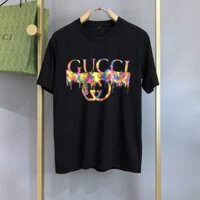 Gucci4689 Phong Cách Mới Cotton Nguyên Chất In Chữ Rời Nam Nữ Áo Thun