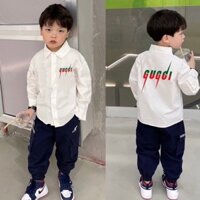 Gucci5623 Áo Sơ Mi Dài Tay Trẻ Em Phong Cách Mỏng Áo Sơ Mi Đáy Áo Sơ Mi Phong Cách Mới Nam Nữ