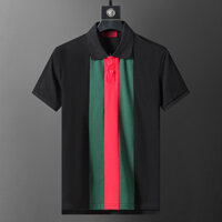 Gucci5840 Áo Sơ Mi POLO Sọc Tay Ngắn Đẹp Trai Phong Cách Mới